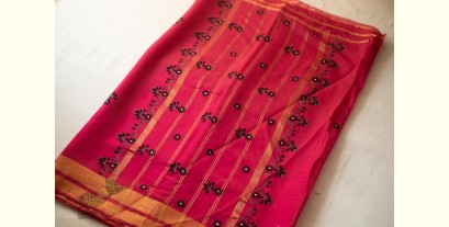 Ramaa . रमा | Hand Embroidered Chanderi Silk Saree - Pink