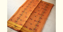 Ramaa . रमा | Hand Embroidered Chanderi Silk Saree - Orangish Yellow