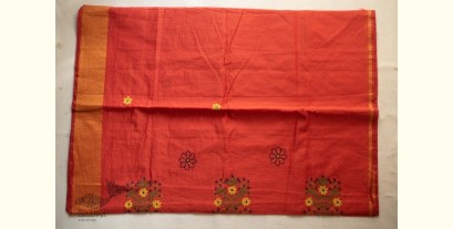 Ramaa . रमा | Hand Embroidered Chanderi Silk Saree - Rust Brown