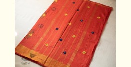 Ramaa . रमा | Hand Embroidered Chanderi Silk Saree - Rust Brown