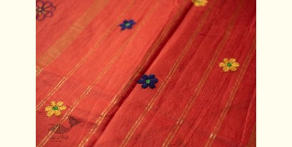 Ramaa . रमा | Hand Embroidered Chanderi Silk Saree - Rust Brown