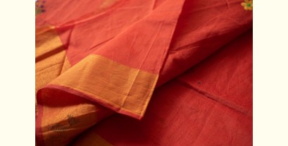 Ramaa . रमा | Hand Embroidered Chanderi Silk Saree - Rust Brown