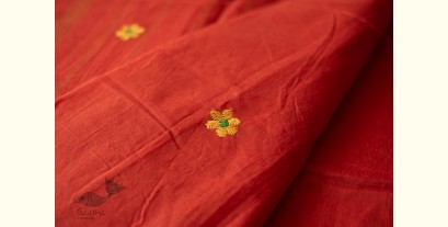 Ramaa . रमा | Hand Embroidered Chanderi Silk Saree - Rust Brown