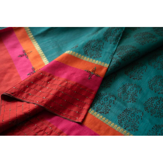 shop Hand Embroidered & Block Printed Silk Saree