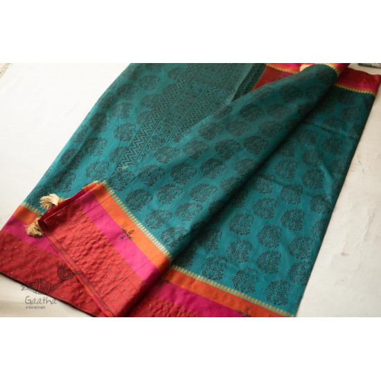 shop Hand Embroidered & Block Printed Silk Saree