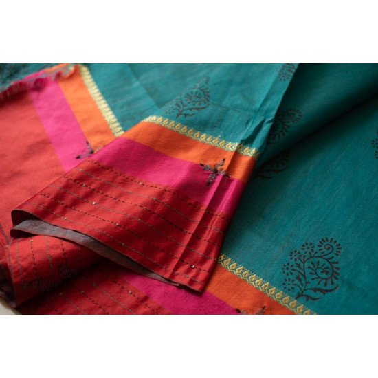 shop Hand Embroidered & Block Printed Silk Saree