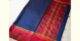 Ramaa . रमा | Hand Embroidered & Block Printed Silk Saree - Blue