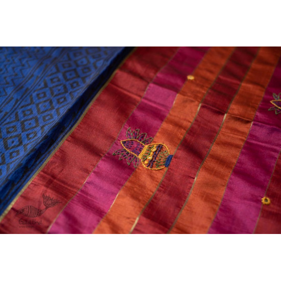 shop Hand Embroidered & Block Printed Silk Saree