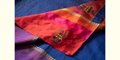 Ramaa . रमा | Hand Embroidered & Block Printed Silk Saree - Blue