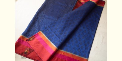 Ramaa . रमा | Hand Embroidered & Block Printed Silk Saree - Blue