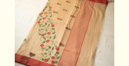 Ramaa . रमा | Hand Embroidered Silk Saree - Beige