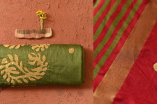 Ramaa . रमा | Hand Applique - Silk Green Saree