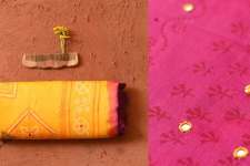 Ramaa . रमा | Hand Embroidered & Block Printed Silk Saree 