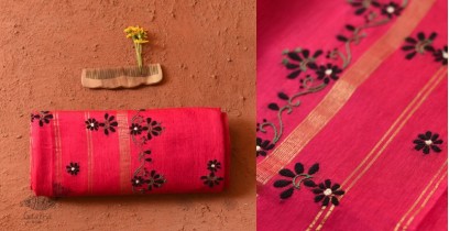 Ramaa . रमा | Hand Embroidered Chanderi Silk Saree - Pink