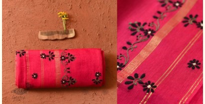 Ramaa . रमा | Hand Embroidered Chanderi Silk Saree - Pink