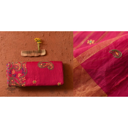 Ramaa . रमा | Hand Embroidered Chanderi Silk Saree - Rani Pink