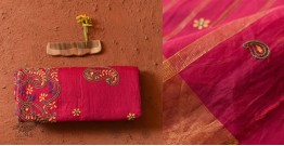 Ramaa . रमा | Hand Embroidered Chanderi Silk Saree - Rani Pink