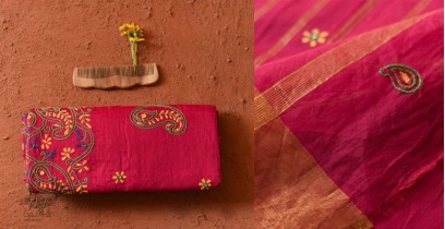 Ramaa . रमा | Hand Embroidered Chanderi Silk Saree - Rani Pink