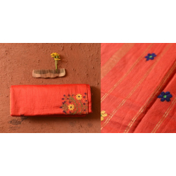 Ramaa . रमा | Hand Embroidered Chanderi Silk Saree - Rust Brown