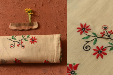 Ramaa . रमा | Hand Embroidered Silk Saree - Flower Embroidered Motif