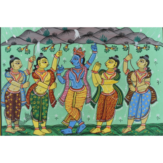 shop patachitra painting - krishna & Govardhan