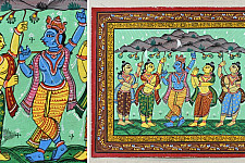 Pattachitra Painting | Krishna Govardhan  Parvat