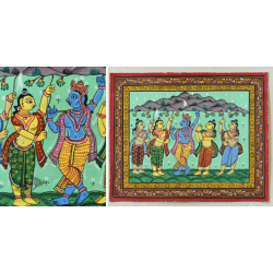 Pattachitra Painting | Krishna Govardhan  Parvat