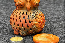 Terracotta Tales | Pottery Art ~ T Light Holder - Owl