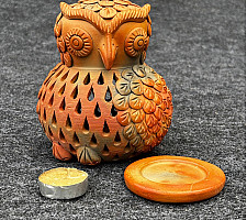 Terracotta Tales | Pottery Art ~ T Light Holder - Owl