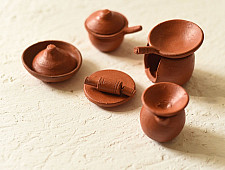 Maati Ka Kaam | Terracotta - Miniature Kitchen Set ( Set of 10 Pieces )