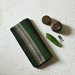 Sadaa . सदा ✡ Begampuri Cotton Saree With Woven Border - Neem Green