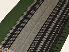 Sadaa . सदा ✡ Begampuri Cotton Saree With Woven Border - Neem Green