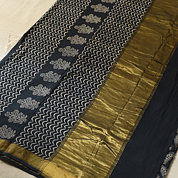 Eshana ~ Block Printed Cotton Saree With Golden Pallu