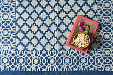 A finite infinity ❧ Indigo Dabu Block Printed Dhurrie ( 5 X 3 Feet)
