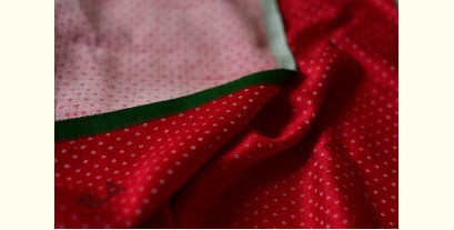 Mashru ✧ Silk+cotton Fabric ( Per meter ) ✧ Red With White Dots