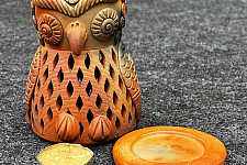 Terracotta Tales | Pottery Art ~ T Light Holder - Owl Shape