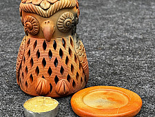 Terracotta Tales | Pottery Art ~ T Light Holder - Owl Shape