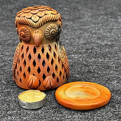 Terracotta Tales | Pottery Art ~ T Light Holder - Owl Shape