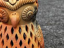 Terracotta Tales | Pottery Art ~ T Light Holder - Owl Shape