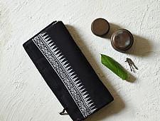 Sadaa . सदा ✡ Begampuri Pure Cotton Black Saree With Woven Border