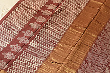 Eshana ~ Block Printed Cotton Brown Saree