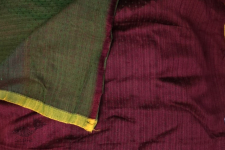 Mashru ✧ Silk+cotton Fabric ( Per meter ) ✧ Maroon Fabric With Mehndi Green Dots