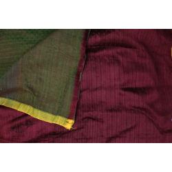 Mashru ✧ Silk+cotton Fabric ( Per meter ) ✧ Maroon Fabric With Mehndi Green Dots