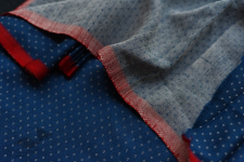 Mashru ✧ Silk+cotton Fabric ( Per meter ) ✧ Blue Fabric With White Dots