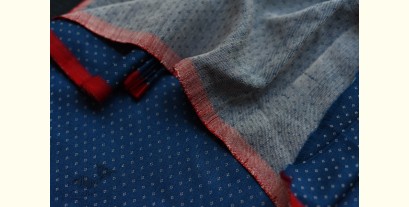 Mashru ✧ Silk+cotton Fabric ( Per meter ) ✧ Blue Fabric With White Dots