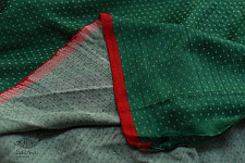 Mashru ✧ Silk+cotton Fabric ( Per meter ) ✧ Green Fabric With White Dots