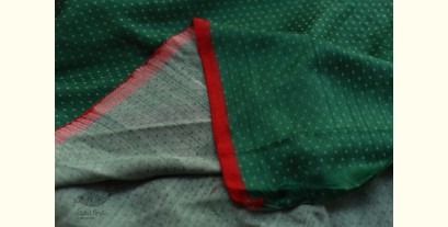 Mashru ✧ Silk+cotton Fabric ( Per meter ) ✧ Green Fabric With White Dots