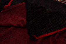 Mashru ✧ Silk+cotton Fabric ( Per meter ) ✧ Black Fabric with Maroon Dots