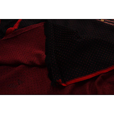 Mashru ✧ Silk+cotton Fabric ( Per meter ) ✧ Black Fabric with Maroon Dots