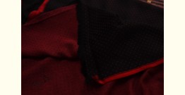 Mashru ✧ Silk+cotton Fabric ( Per meter ) ✧ Black Fabric with Maroon Dots